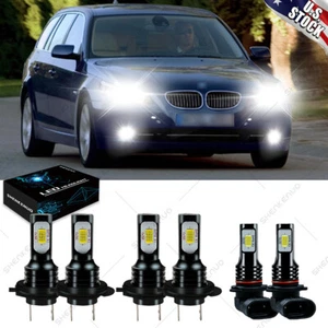 For BMW 525i 530i 2004 2005 2006 2007 Combo 6pcs LED Headlight + Fog Light Bulbs - Picture 1 of 12