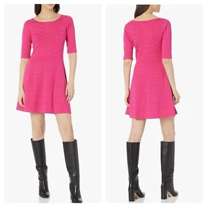 Eliza J Knit Fit and Flare Hot Pink Dress Size L - Picture 1 of 10