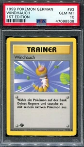 PSA 10 Pokemon German Deutsch 1st Edition Base Windhauch Gust of Wind #93 - Picture 1 of 2