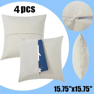 4Pcs Sublimation Blank Linen Pocket Pillow Case Cushion Cover Home Car Decor 16" - Picture 1 of 11