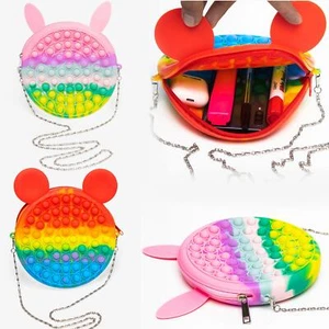 FIDGET TOP SHOULDER BAG SCHOOL COSMETIC SUPPLIES SILICON KID PURSE STRAP 17X17cm - Picture 1 of 11