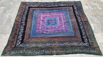 Antique Handmade Colorful Bedspread textile Floral Bedroom Bedding 192x185 cm - Image 1 of 4