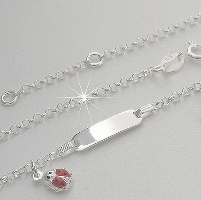 SCHMUCK-AREAL Armband Armkette Gravur Echt Silber Kinder Jungen Mädchen Taufe Weihnachten