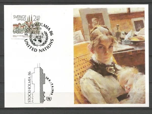 Sverige timbre sur carte postale oeuvre d'art oblit. StockholmMia 1986 /T9523 - Picture 1 of 1