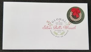 [SJ] USA US Global Silver Bells Wreath 2014 (stamp FDC) *odd *unusual *color PMK - Picture 1 of 5