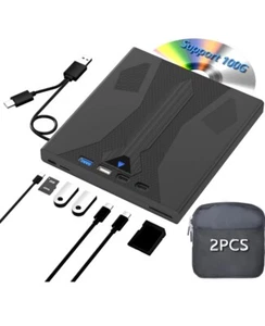 Wbacon 8 in 1 External Blu Ray Drive, USB 3.0 and Type-C Blu Ray Burner Po - Afbeelding 1 van 11