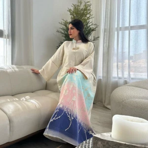Dubai Embroidery Abaya Muslim Women Maxi Dress Kaftan Turkey Loose Islamic Gown - Bild 1 von 16