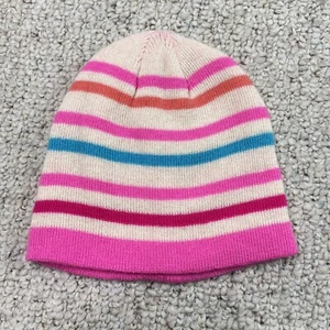 Pink Platinum Womens Winter Hat One Size Multicolor Stripe Beanie Tight Knit NEW - Picture 1 of 13