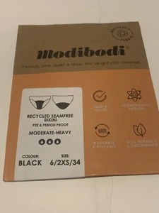 Modibodi Recycled Seamfree Bikini Mod-Heavy Black Size 6 Sealed - Picture 1 of 9
