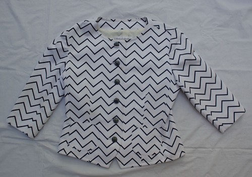 SAINT LAURENT (YSL) Giacca Vintage YVES SAINT LAUREN YSL Bianco Nero Zig Zag 38 Francia