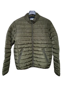 JACK&JONES sz L JACKET PUFFER PUFFA ZIP COLLAR LIGHTWEIGHT SPRING GREEN MILITARY - Picture 1 of 7