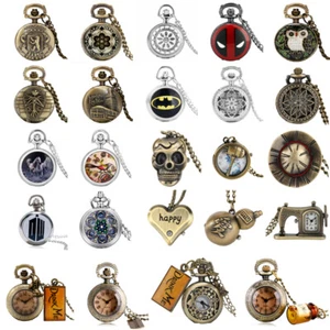 Orologio da tasca retrò mini size movimento quarzo orologi collana catena per uomo regalo - Foto 1 di 75