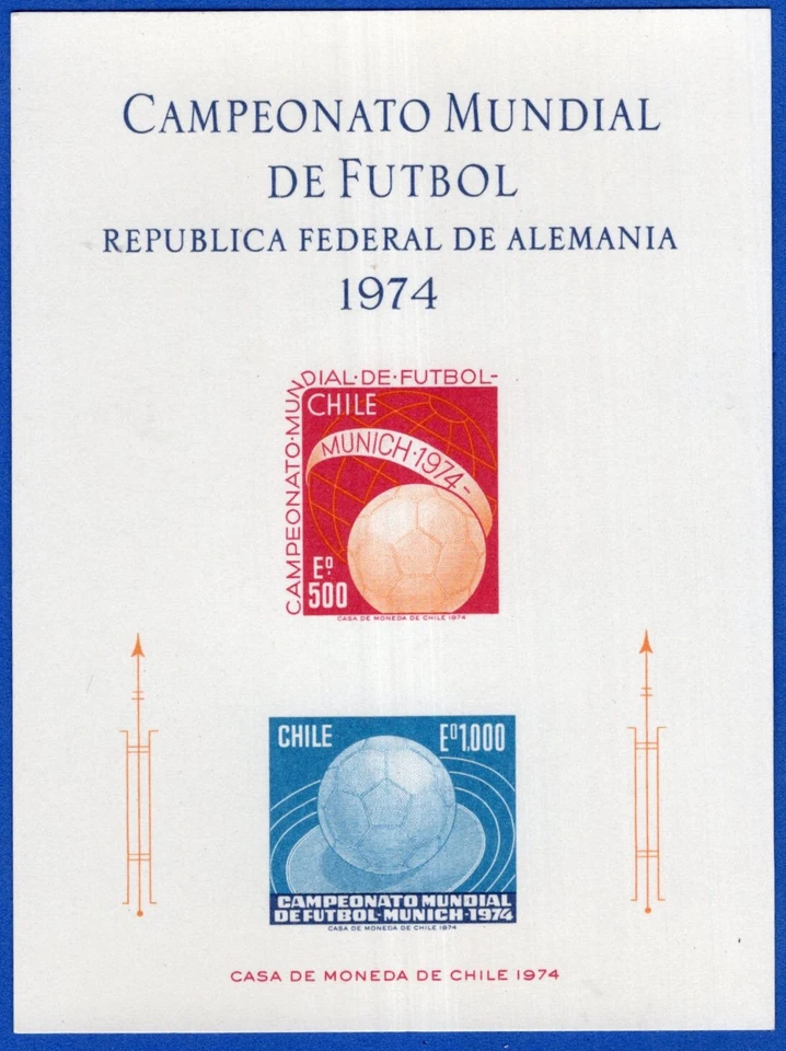 CHILE, SOCCER WORLD CUP 1974, BLOCK, MNH - Image 1 of 1
