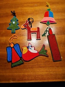 Set of 6 Huichol Mexican Yarn Folk Art Christmas Ornaments Lot - Picture 1 of 4