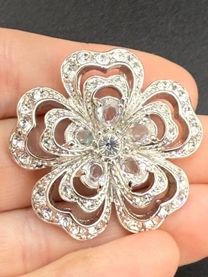 Colgante Vintage Nolan Miller Tono Plata Estrás Flor Foto 1 de 4