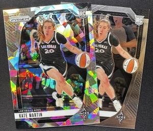 KATE MARTIN 2024 PRIZM #126 RC CRACKED ICE ROOKIE + BASE IOWA HAWKEYES / ACES - Picture 1 of 3