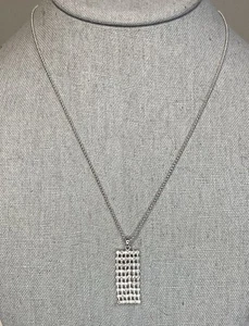 Platinum 1cttw Diamond Rectangle Pendant Necklace – 18" Chain - Picture 1 of 6