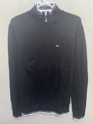 Новый Michael Kors средний 1/4 молнии черный свитер с длинным рукавом с Ярлыками $128 - Изображение 1 из 4