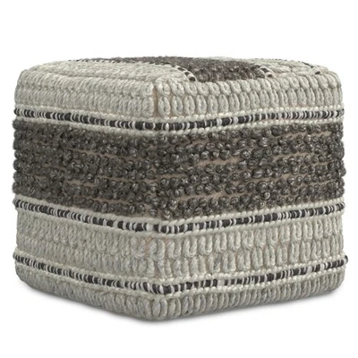 Grady Contemporary Square Pouf in Earth Tone Brown Handloom Woven for the Liv... - Image 1 of 4