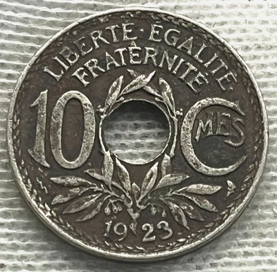 Francia / 10 Céntimos / 1923 (Poissy) / KM#866a / Moneda Mundial / (03-0934) Foto 1 de 2