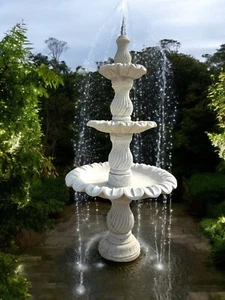 White Marble Water Fountain Hand-Carved Unique Design for Elegant Home & Garden - Imagen 1 de 9