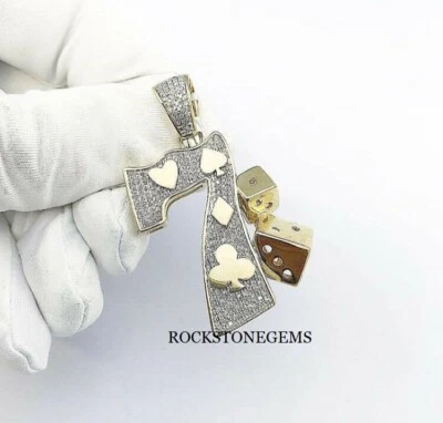 Colgante de diamantes de plata de ley 925 pura con número de la suerte 7 personalizado de 1 a 9  Foto 1 de 2