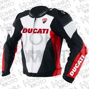 Ducati 1.3mm Cowhide Leather Motorcycle Jacket Unisex Motorbike Jacket - Picture 1 of 4