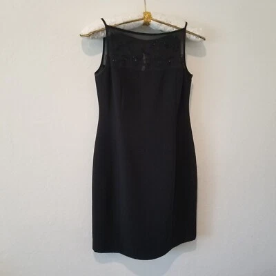 Jones New York Petite Womens 8P Cocktail Dress Black Sequin Spaghetti Strap NWOT - Image 1 of 4