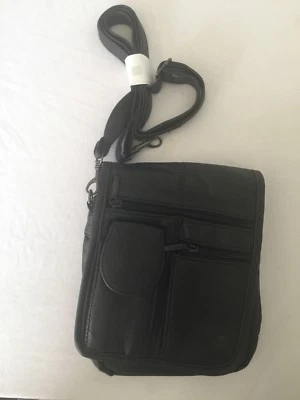  Black Genuine Leather Crossbody Bag Small Brand New   NWT - Image 1 of 4
