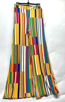 Monaco Women’s Multicolor Striped Wide Leg Polyester Blend Pants Size Large(H3) - Image 1 of 4