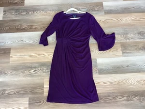 Connected Apparel Kleid Damen Größe Lila Kleid tailliert mit Glockenärmeln - Bild 1 von 10