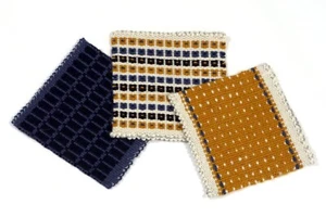 Three, Krokbragd, Wool, 5" x 5," Hand Made, Hand Woven Mug Rug or Coaster - Picture 1 of 2