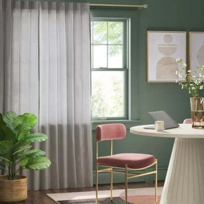 Threshold 银色缎面卵石滤光单窗帘面板 34 x 63 全新无标签 — 第 1/4 张图片