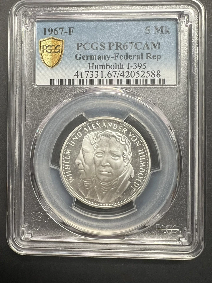 GERMANY. 1967, 5 Mark, Silver, F - PCGS PR67 - W&A von Humboldt, Stuttgart - Image 1 of 4