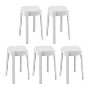 Indoor Outdoor Kitchen Bar Chairs 5Pcs Plastic Stools Stackable Seat 18'' H - Picture 1 of 17