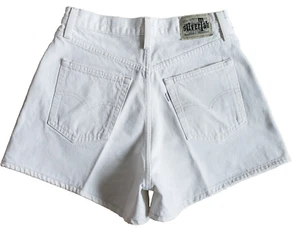 Pantaloncini vintage Levis argento linguetta donna 30 bianchi mamma larghi larghi larghi cowgirl western 3" - Foto 1 di 12