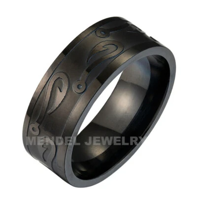 MENDEL Mens Gold Plated Fishing Fish Hook Band Ring Stainless Steel Size 6-15 - Image 1 of 4