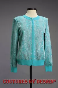 St John Knits Boutiques Zip Up Sweater Jacket Jade Multi Size Petite NWT $695 - Picture 1 of 2