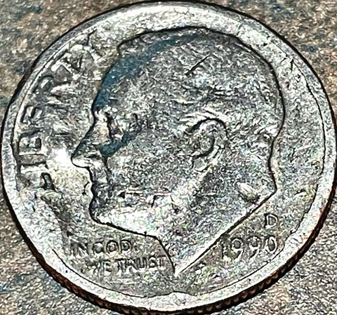 1990-D Roosevelt Dime shiny rare strike errors clipped side collatable coin 10c Cover