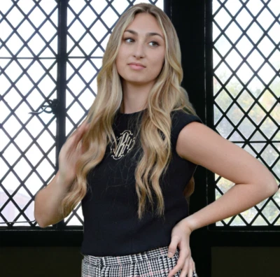 Camiseta sin mangas Preppy negra de colección 1950, cintura a medida Foto 1 de 4