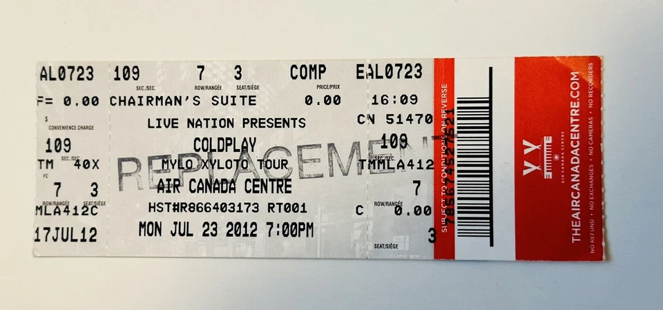 Coldplay original concert ticket 2012 - Image 1 of 1