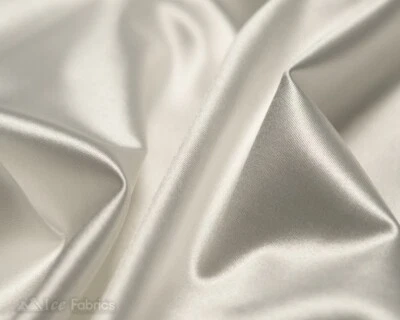 Ivory 4 Way Stretch Silky Satin Fabric By Yard Thick Satin - Image 1 of 4