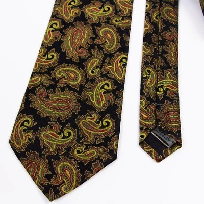 Corbata Bugatchi Para Hombre Negra Dorada Paisley Seda Hecha en Italia Foto 1 de 4