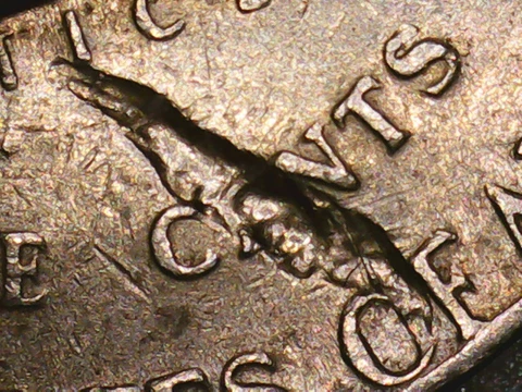 1975~D 5 CENT Struck Through Error Cover