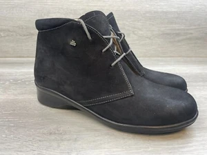 Finn Comfort Mostar Women's Boot Chukka Biker Ankle Bootie Suede 7 Black Shoes - Picture 1 of 13