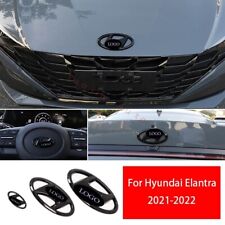 For Hyundai Elantra 2021-2022 Gloss Black Front Rear Back Logo Emblem Cover 3pcs (Fits: Hyundai)