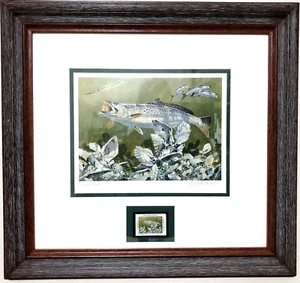 Al Barnes 2004 Coastal Conservation Association CCA Stamp Print W Stamp - Framed - Bild 1 von 9