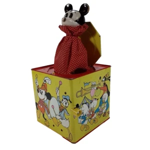 Vintage Mickey Mouse Jack in The Box Musical Carnival Toy Metal Tin Decor Disney - Picture 1 of 15