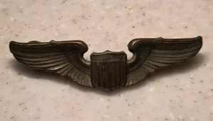 Original World War II 3” Sterling Silver US Pilot Wings (missing one pin Back) - Picture 1 of 5