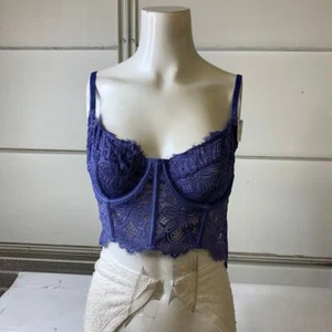 BY ANTHROPOLOGIE The Giselle Lace Bustier Women's Size L Wedgewood  - Picture 1 of 5